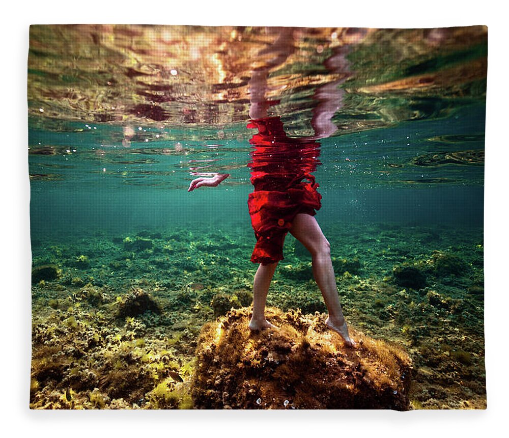 Underwater Fleece Blanket featuring the photograph Mermaid Legs by Gemma Silvestre