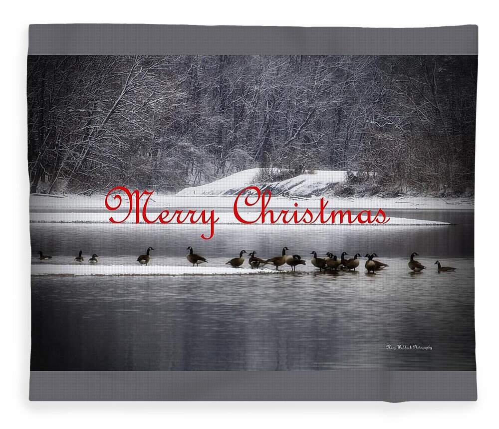 Christmas Fleece Blanket featuring the photograph Merry Christmas Canadian Geese by Mary Walchuck