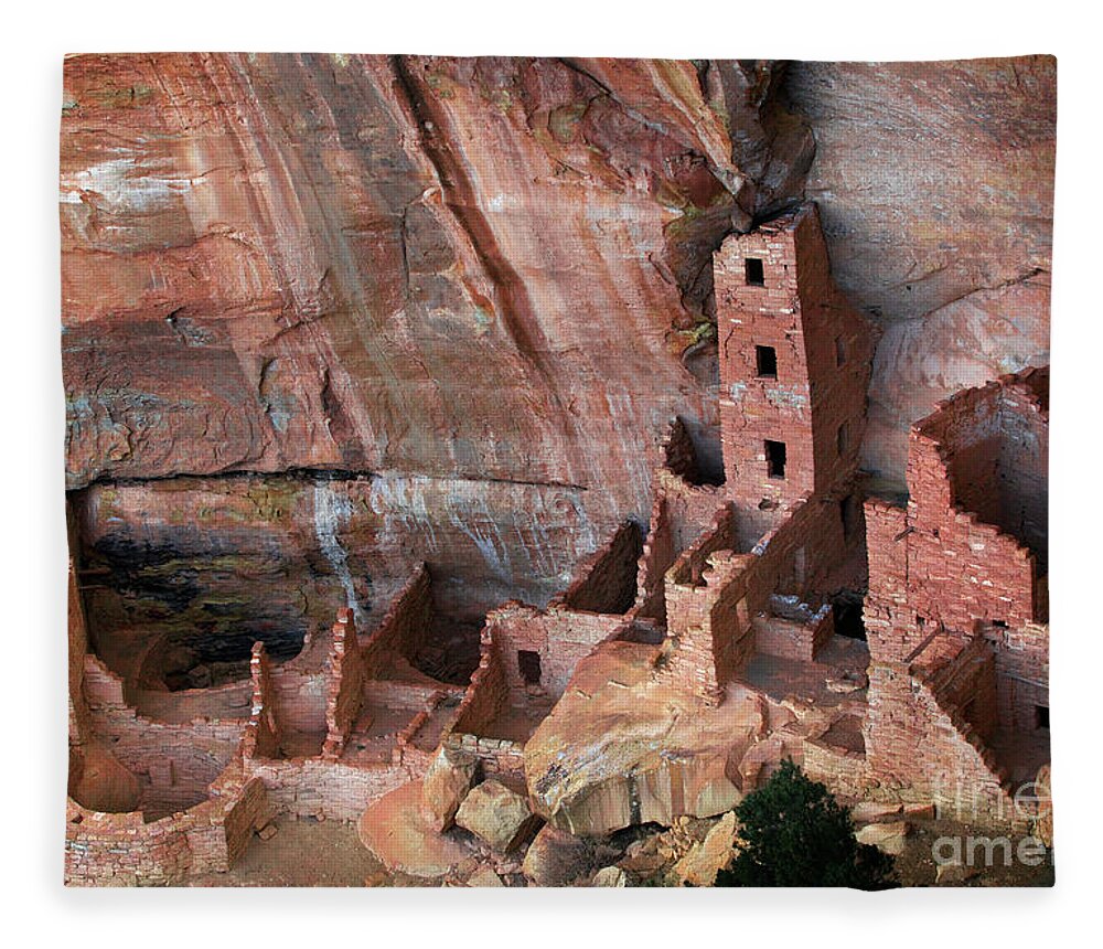 4 Corners Fleece Blanket featuring the photograph Mesa Verde by David Little-Smith