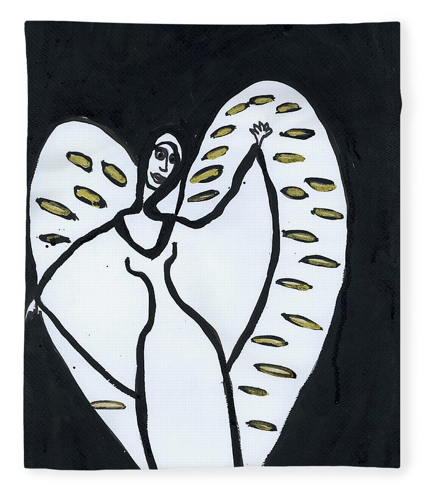 Metatron Fleece Blanket featuring the painting Metatron Angel by Victoria Mary Clarke