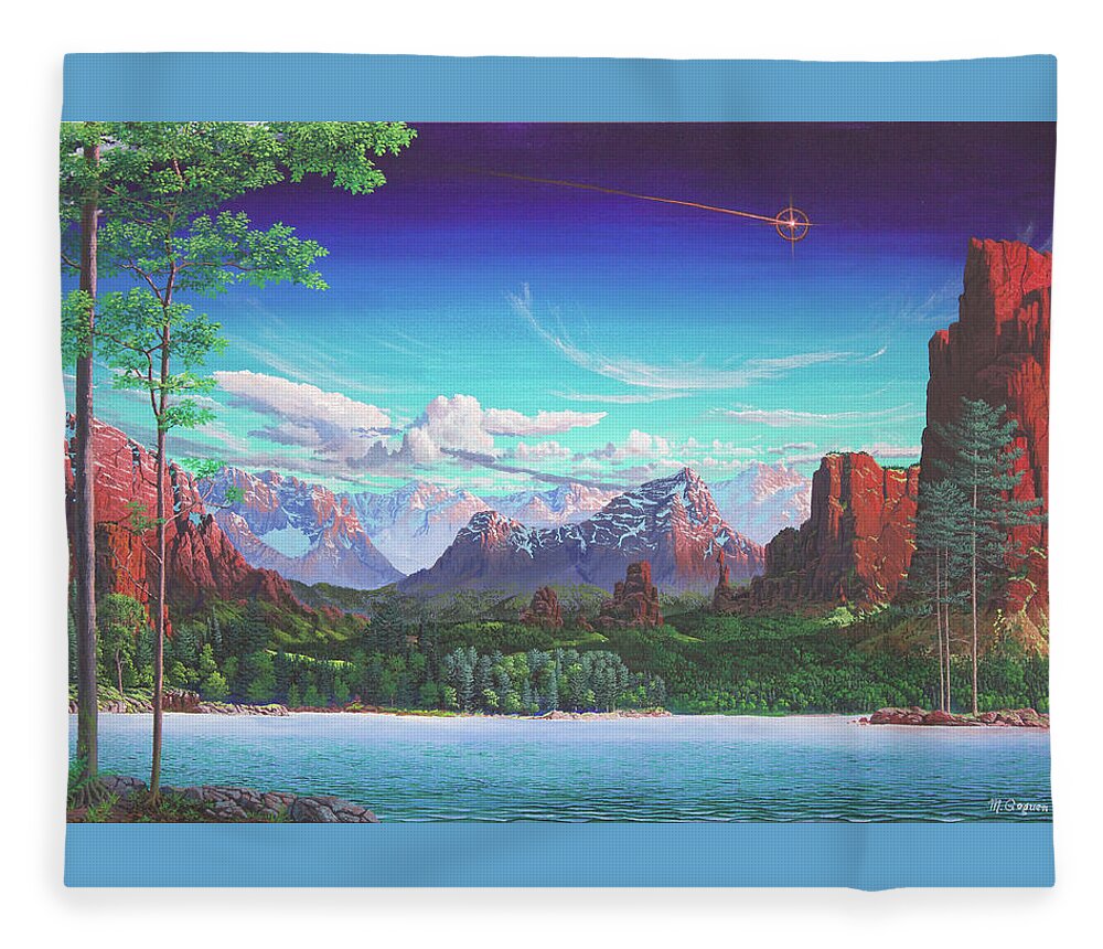 Meteor Fleece Blanket featuring the painting Meteor by Michael Goguen