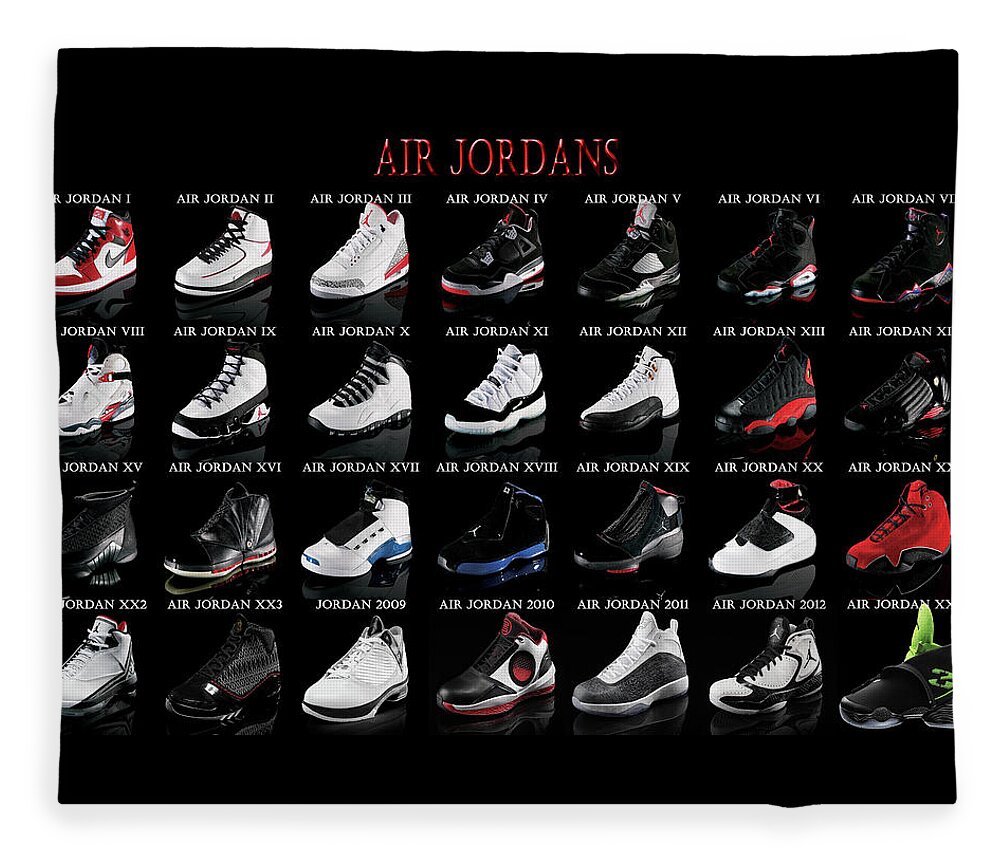 Michael Jordan Shoe Collection Fleece Blanket by Brian Reaves - Pixels