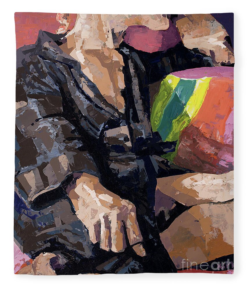 Oil Painting Fleece Blanket featuring the painting Michael's Robe, 2013 by PJ Kirk