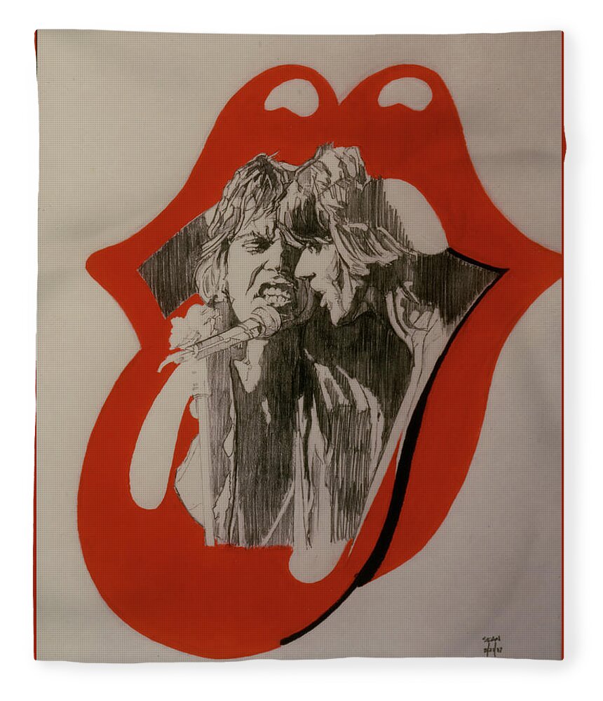 Mick Jagger Fleece Blanket featuring the drawing Mick Jagger And Keith Richards - Exiled by Sean Connolly
