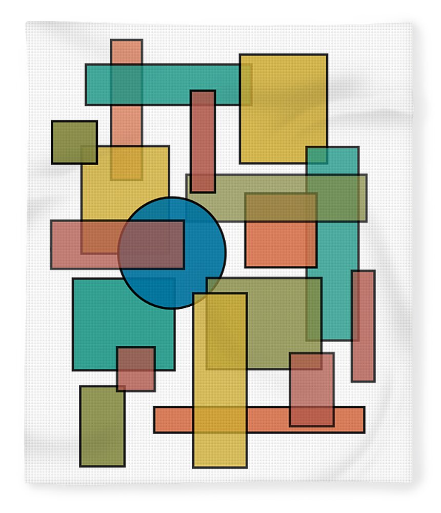 Mid Century Fleece Blanket featuring the digital art Mid Century Modern Blocks with Diagonal Background by DB Artist
