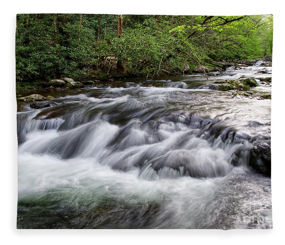 Middle Prong Trail Fleece Blanket featuring the photograph Middle Prong Little River 9 by Phil Perkins