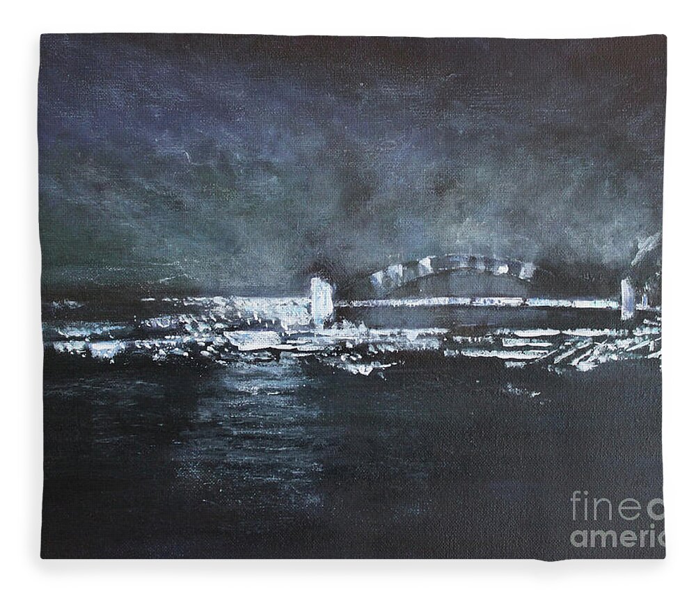 Abstract Fleece Blanket featuring the painting Midnight Harbour by Jane See