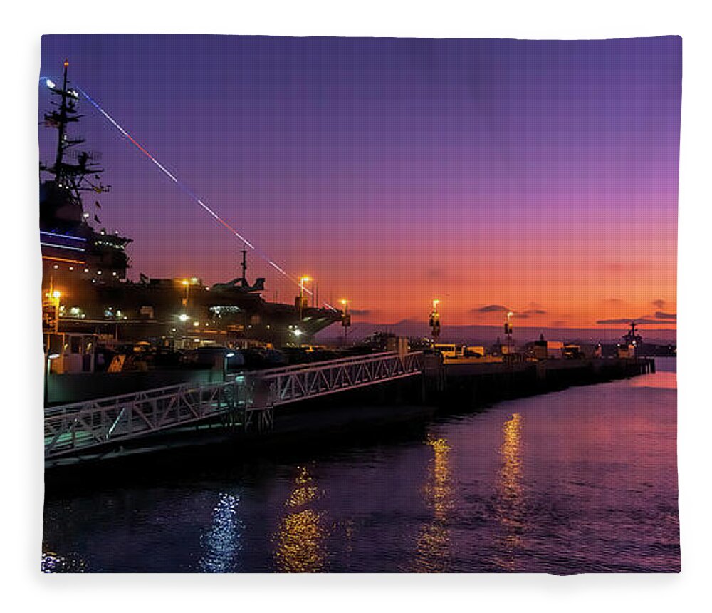 Midway Fleece Blanket featuring the photograph Midway at Sunset by Cathy Anderson