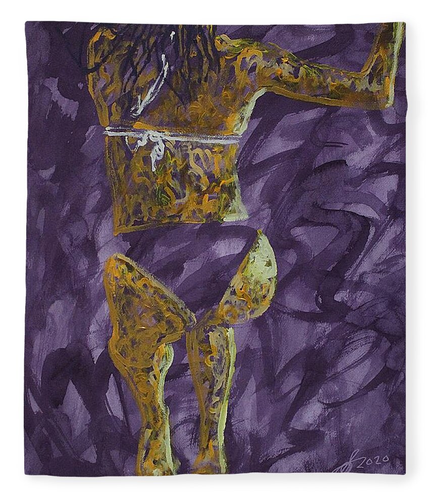 Bikini Fleece Blanket featuring the painting Might as Well Jump original painting by Sol Luckman
