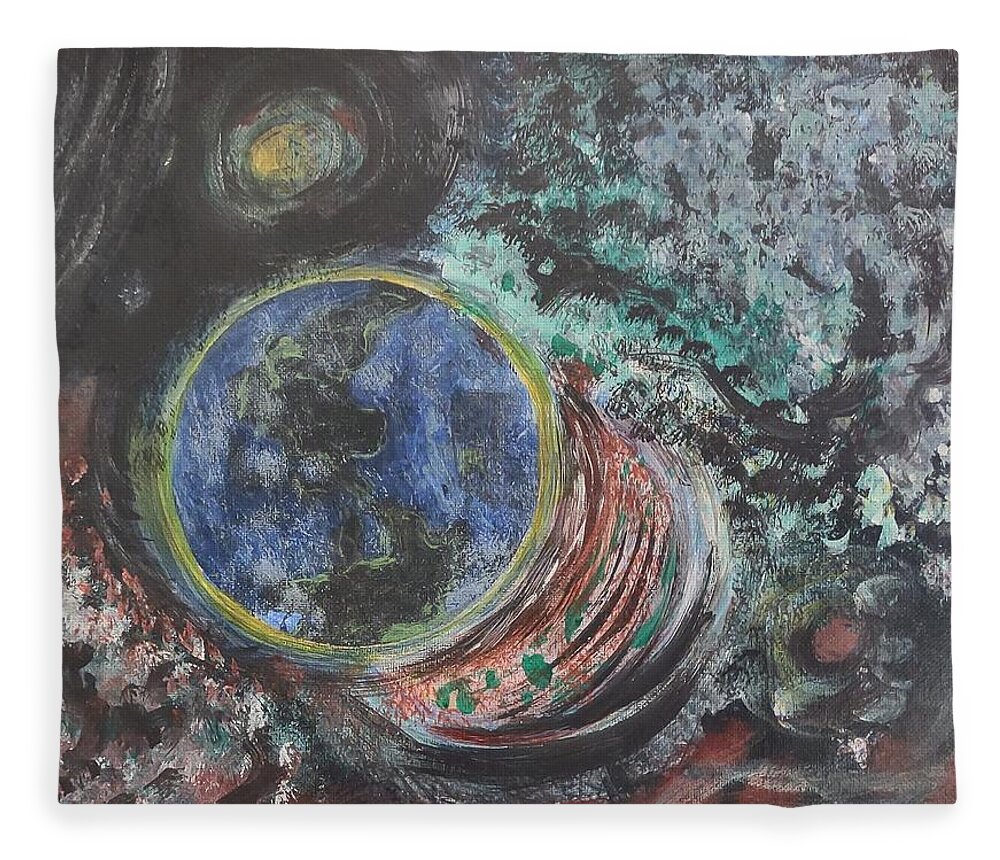 Galaxy Fleece Blanket featuring the painting Milky Way Galaxy 2 by Suzanne Berthier