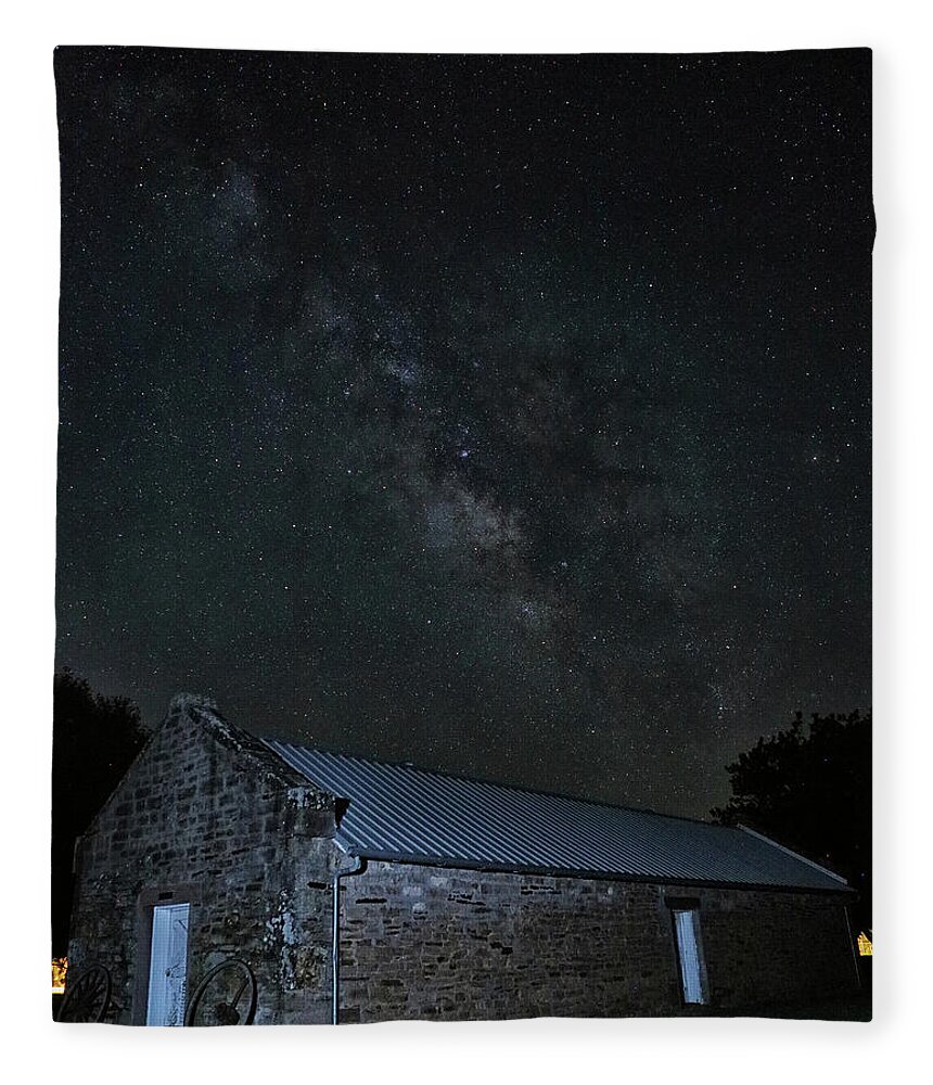 Texas Fleece Blanket featuring the digital art Milky Way Over Fort Belknap by Brad Barton
