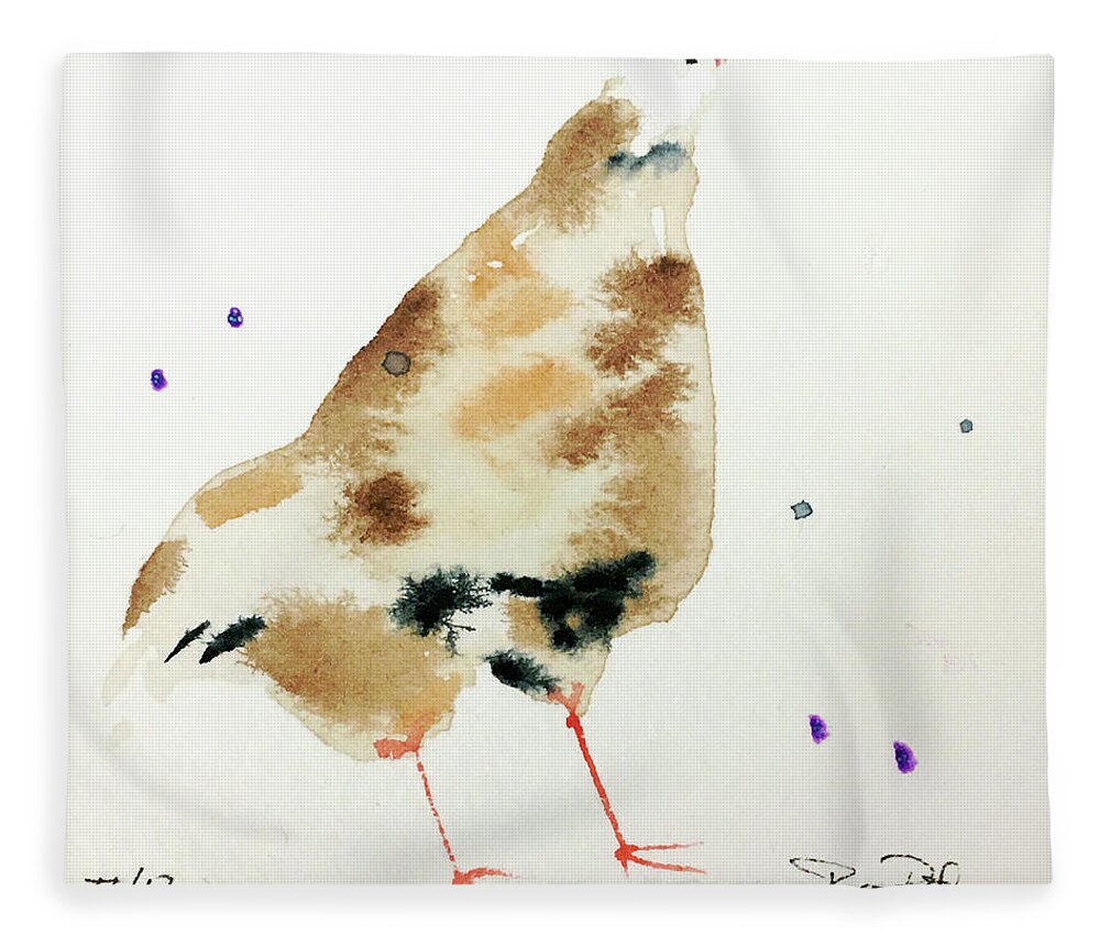 Whimsical Fleece Blanket featuring the painting Mini Rooster 10 by Roxy Rich