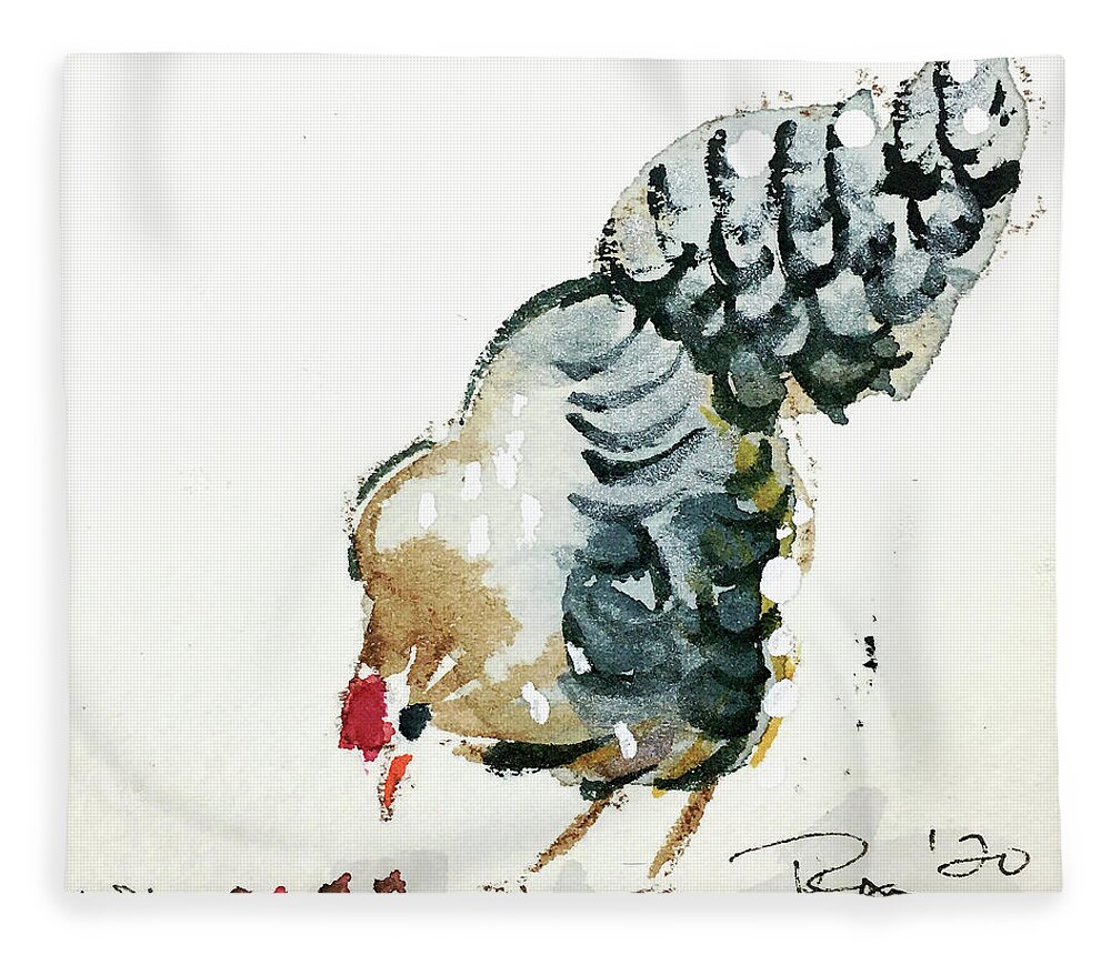 Whimsical Fleece Blanket featuring the painting Mini Rooster 8 by Roxy Rich