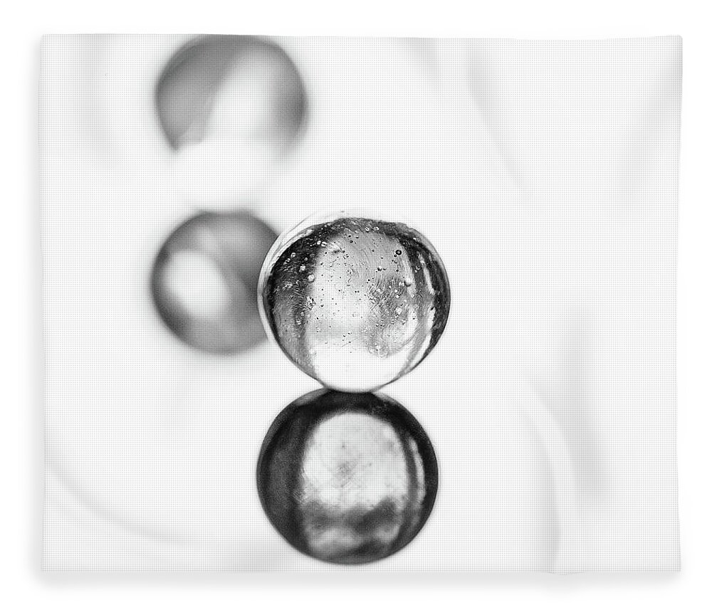 Black-and-white Fleece Blanket featuring the photograph Minimalist Marbles #4 by Jon Woodhams