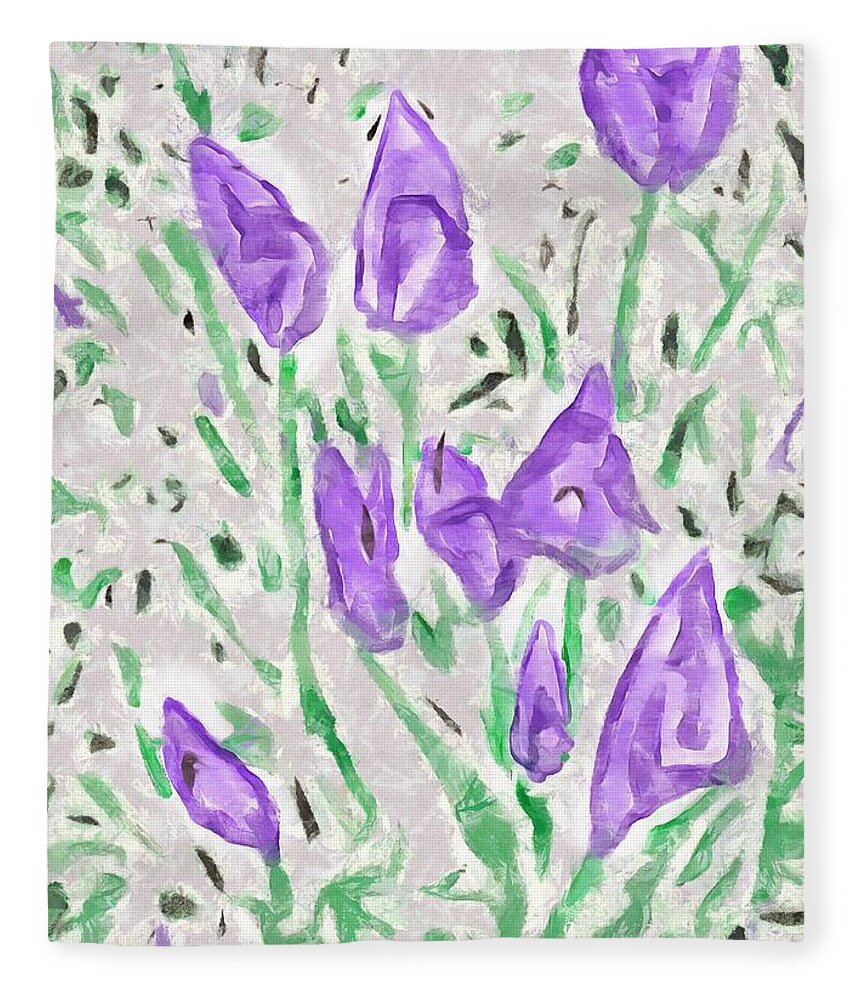 Tulips Fleece Blanket featuring the mixed media Minimalist Tulips by Christopher Reed