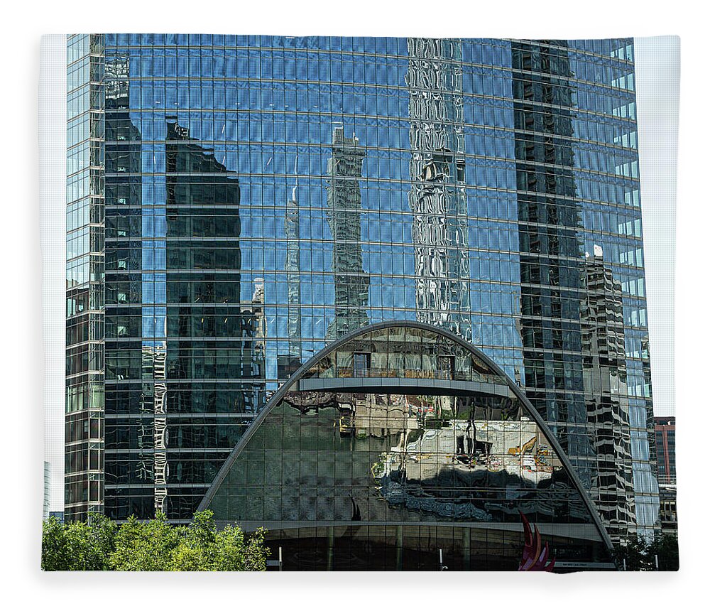 Mirrored Building - Chicago Fleece Blanket featuring the photograph Mirrored Building - Chicago by David Morehead