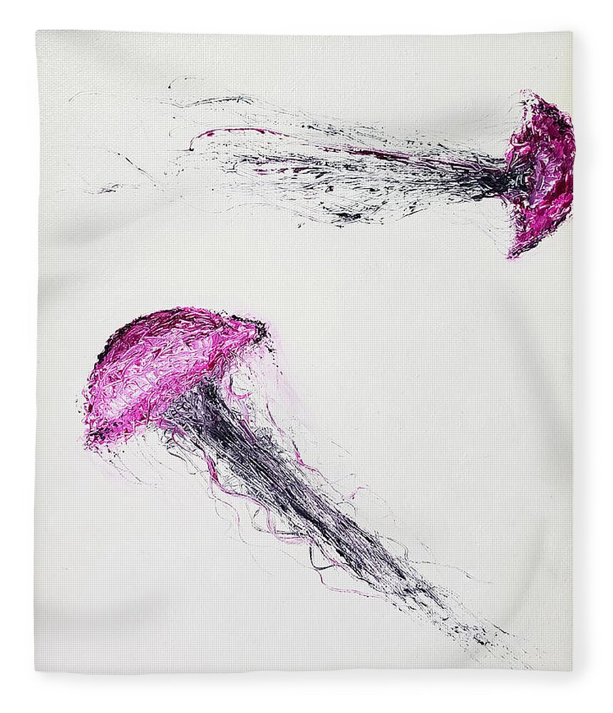 Abstract Fleece Blanket featuring the painting Misdirection by Christine Bolden