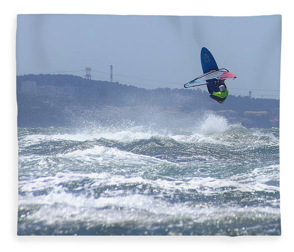 Windsurf Fleece Blanket featuring the photograph Mistral at Le jaii, maggio 2017. by Marco Cattaruzzi