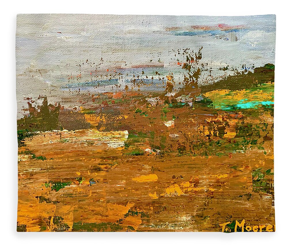 Landscape Fleece Blanket featuring the painting Misty Meadow by Teresa Moerer