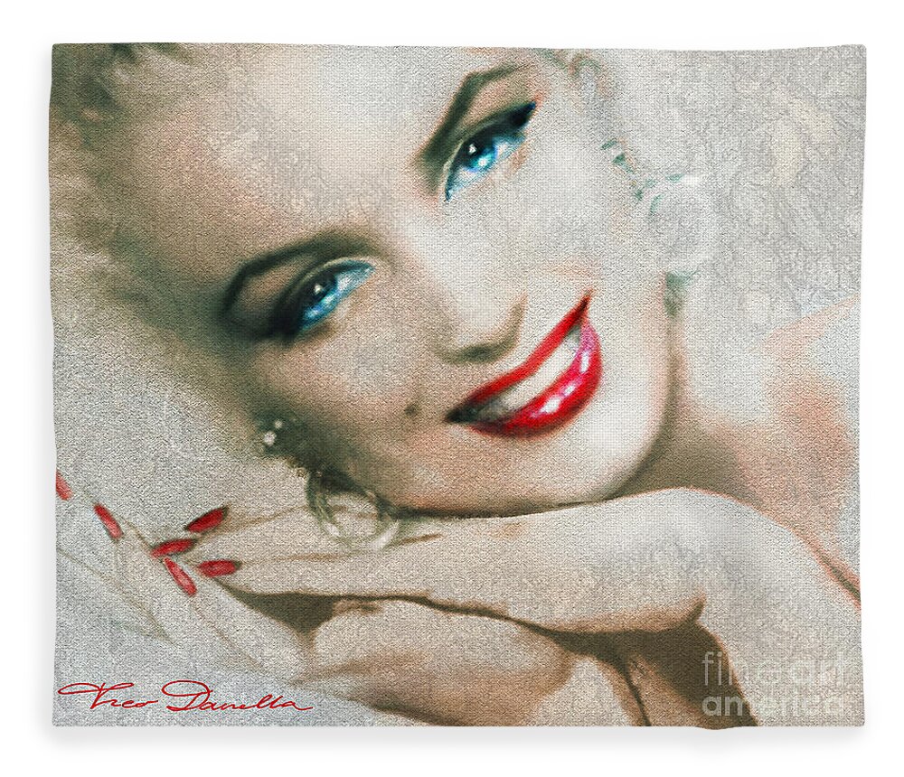Marilynmonroe Fleece Blanket featuring the painting MM 133 romantic 1 by Theo Danella