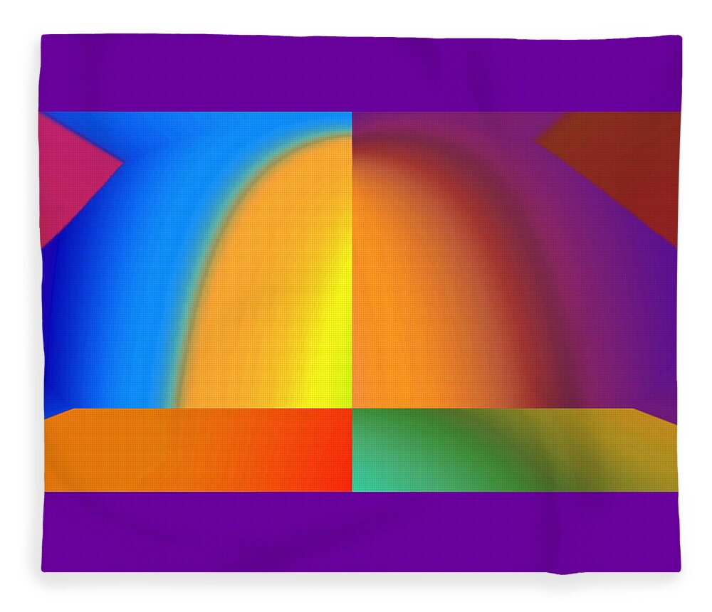 Abstract Fleece Blanket featuring the digital art Mod 60's Throwback - UFO by Ronald Mills