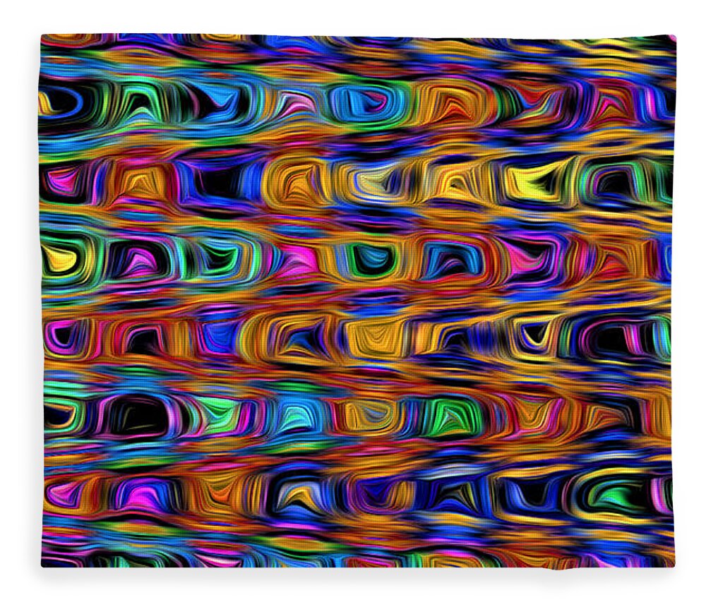 Abstract Fleece Blanket featuring the digital art Mod Psychedelic Pattern - Abstract by Ronald Mills