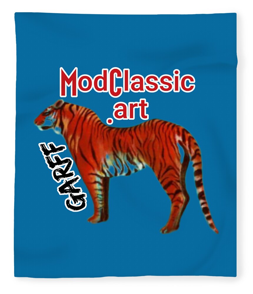 Tigers Fleece Blanket featuring the painting ModClassic Art Tiger by Enrico Garff