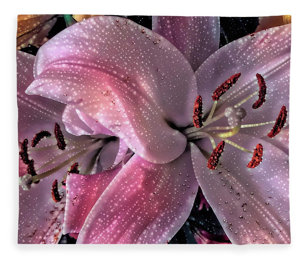Photographs Fleece Blanket featuring the photograph Moisture on the Lillies by Pheasant Run Gallery