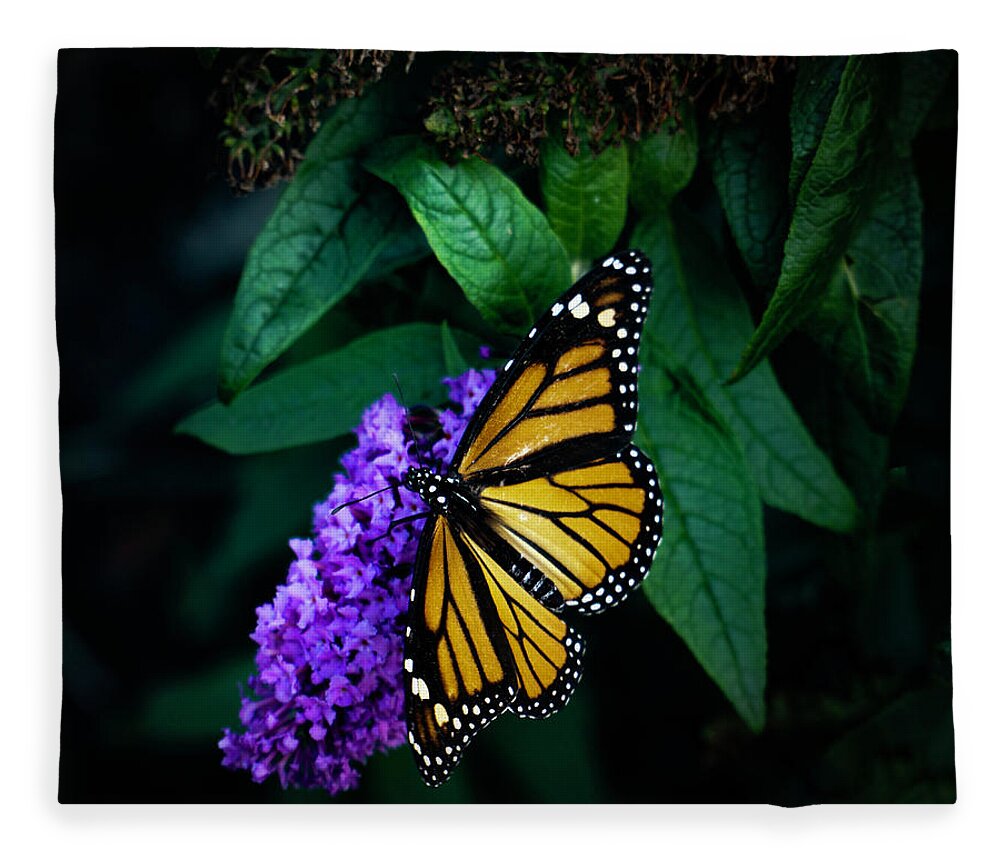 Butterfly Fleece Blanket featuring the photograph Monarch Butterfly- Art by Linda Woods by Linda Woods