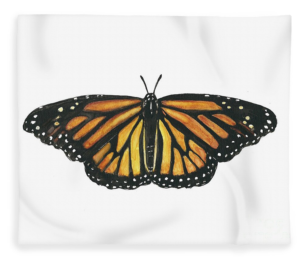 Monarch Fleece Blanket featuring the painting Monarch Butterfly by Pamela Schwartz