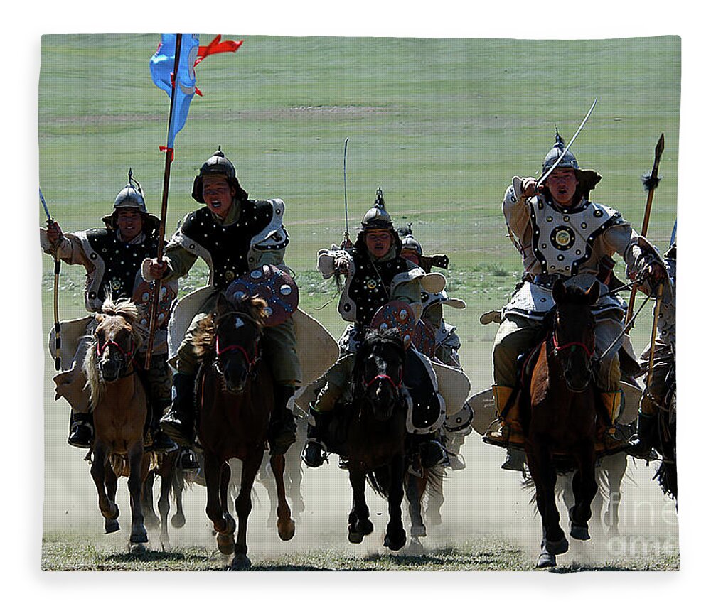 Mongol Hero's Fleece Blanket featuring the photograph Mongol hero's by Elbegzaya Lkhagvasuren
