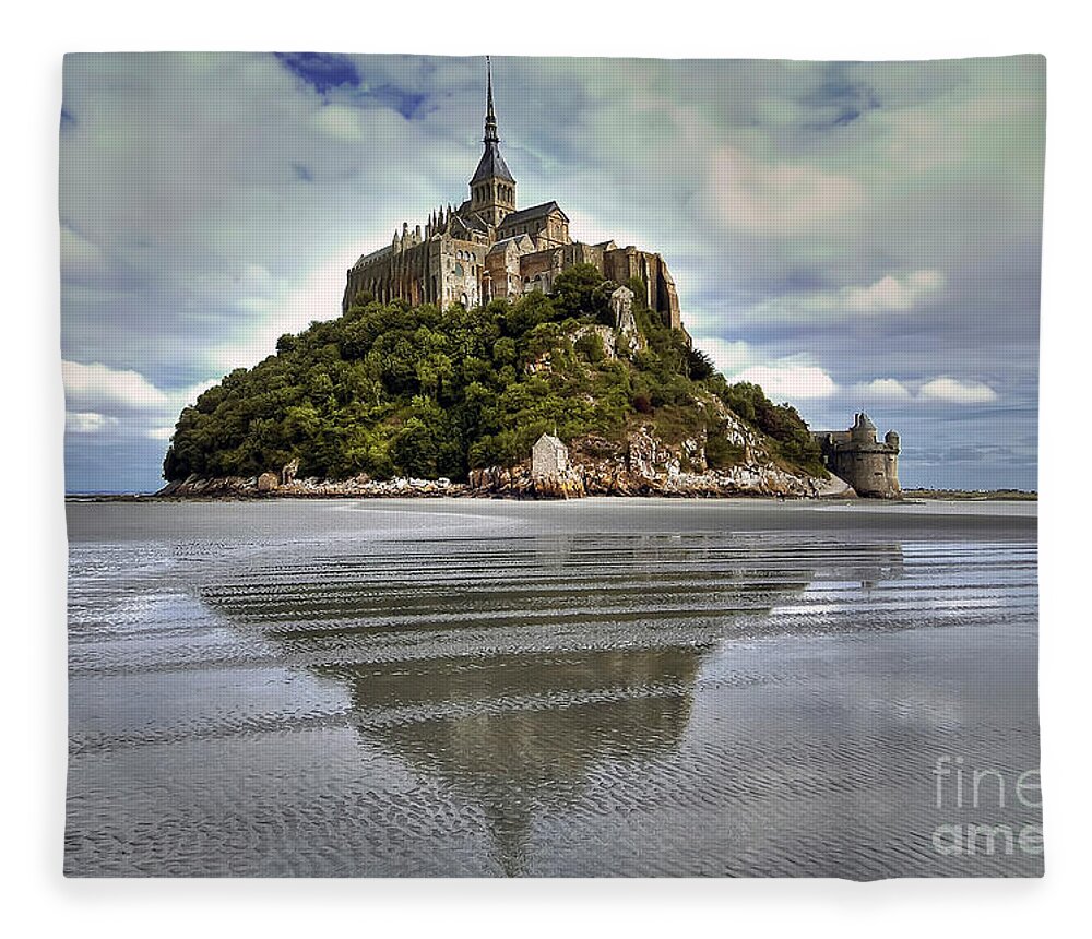 Mont St Michel Fleece Blanket featuring the photograph Mont Saint Michel Viewed by the Bay - France by Paolo Signorini