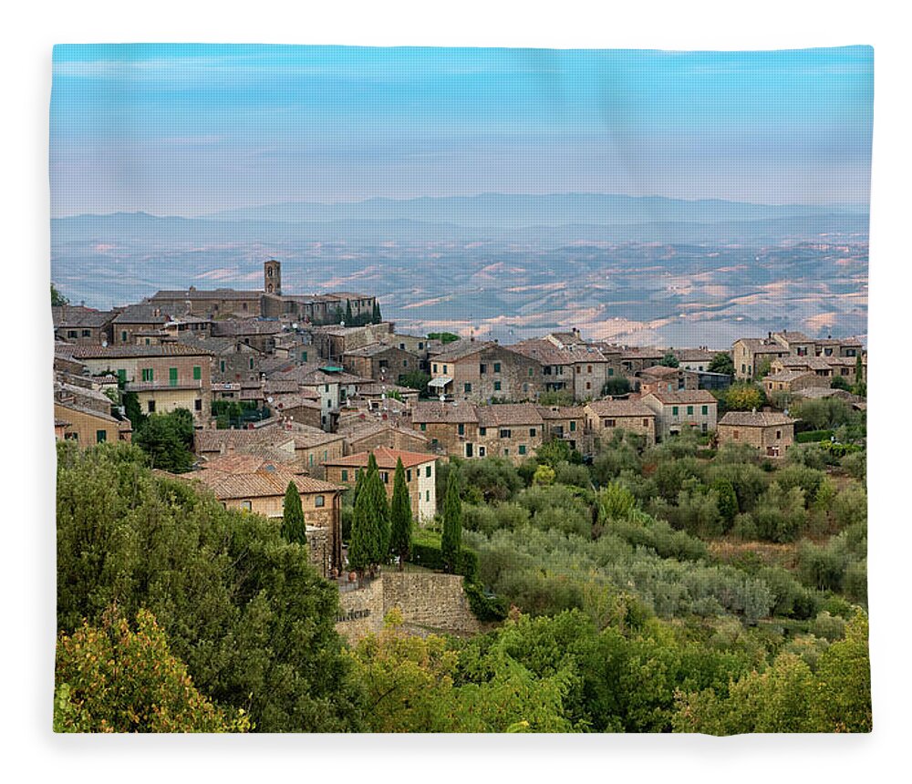 Architecture Fleece Blanket featuring the photograph Montalcino medieval town in Tuscany, Italy by Eleni Kouri