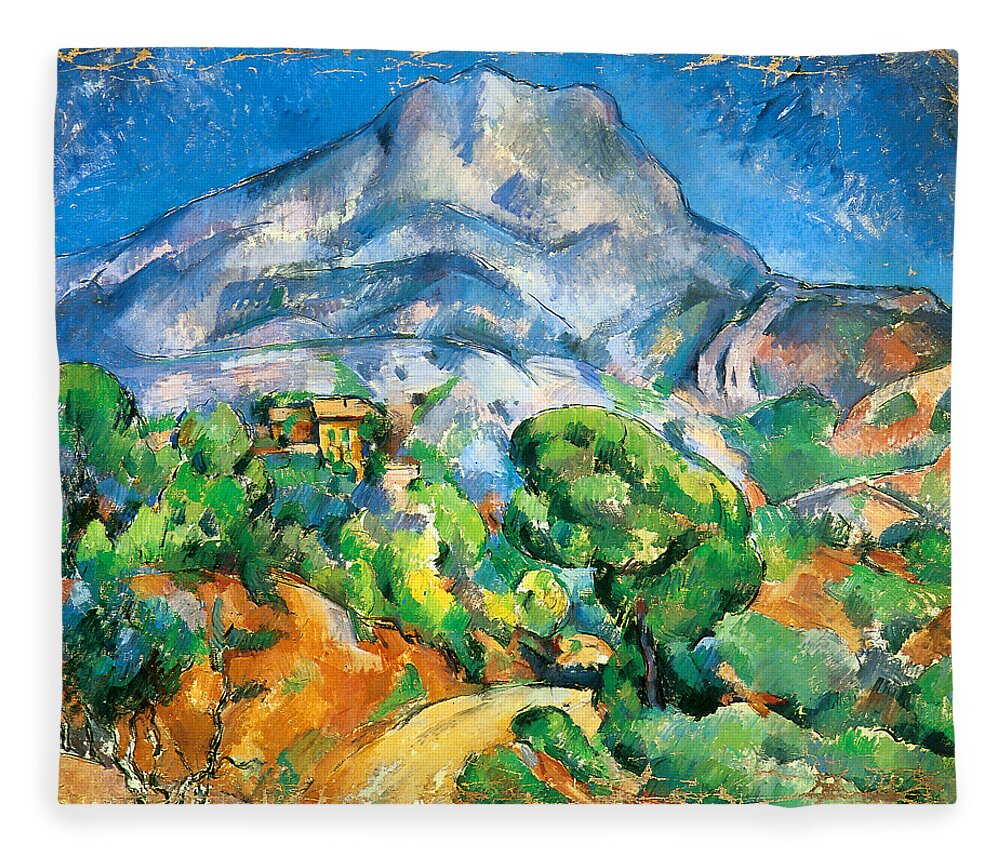 Cezanne Fleece Blanket featuring the painting Monte Sainte-Victoire above the Tholonet Road 1896 by Paul Cezanne