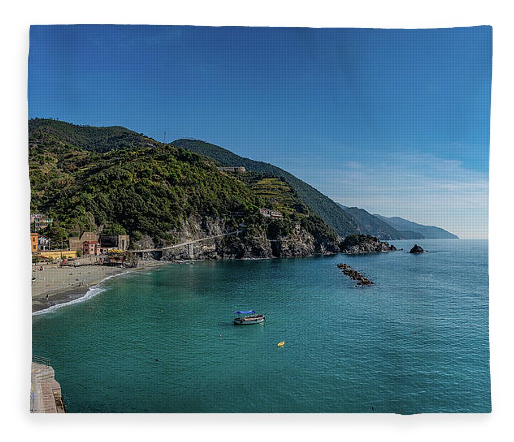 Cinque Terre Fleece Blanket featuring the photograph Monterosso Port by David Downs