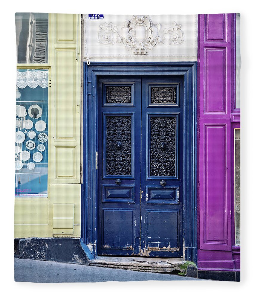 Paris Photography Fleece Blanket featuring the photograph Montmartre Colors - Paris Doors by Melanie Alexandra Price