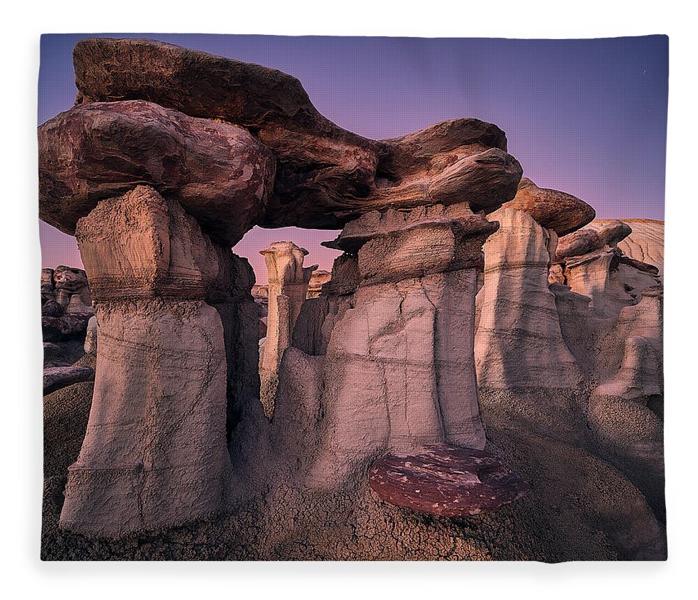 Bisti Fleece Blanket featuring the photograph Monumental Bisti by Peter Boehringer