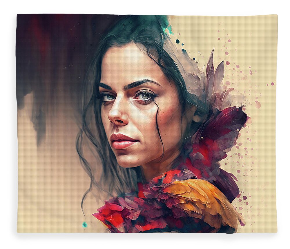 Watercolor Fleece Blanket featuring the digital art Mood of Colors by Anna Rumiantseva