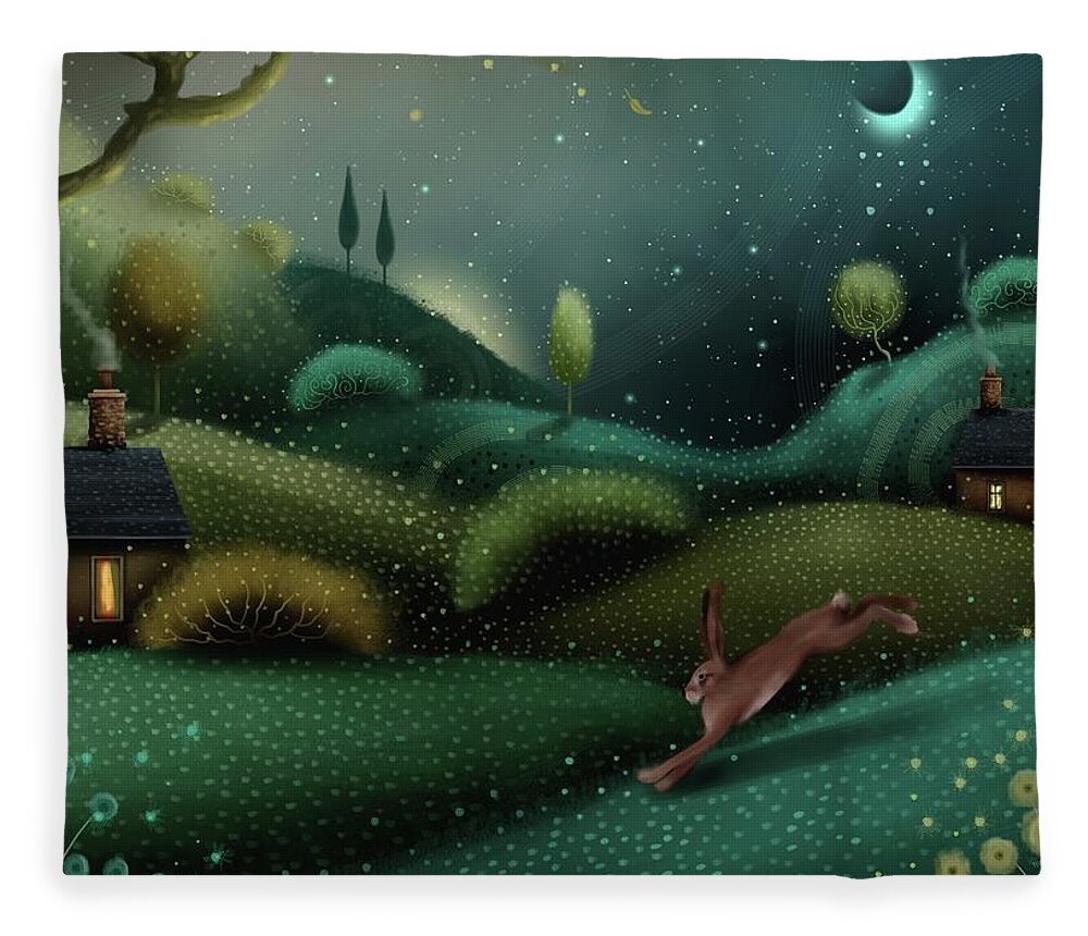 Landscape Art Fleece Blanket featuring the painting Moonlight Dash by Joe Gilronan