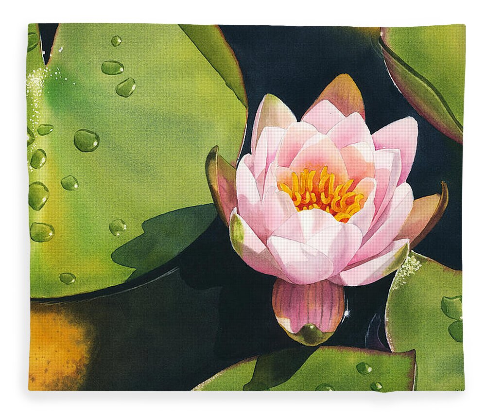 Water Lily Fleece Blanket featuring the painting Morning Bliss by Espero Art