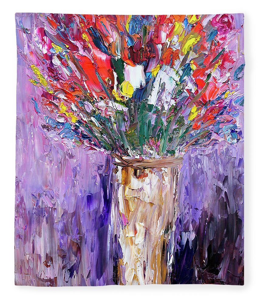 Flowers Fleece Blanket featuring the painting Morning Bouquet by Teresa Moerer