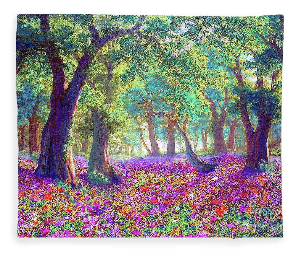 Landscape Fleece Blanket featuring the painting Morning Dew by Jane Small