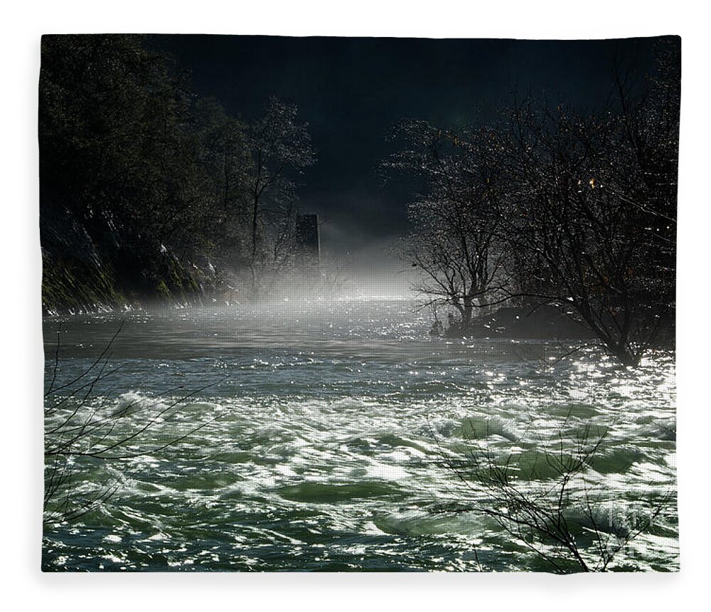 Trestle Fleece Blanket featuring the photograph Morning Fog On Emory River by Phil Perkins