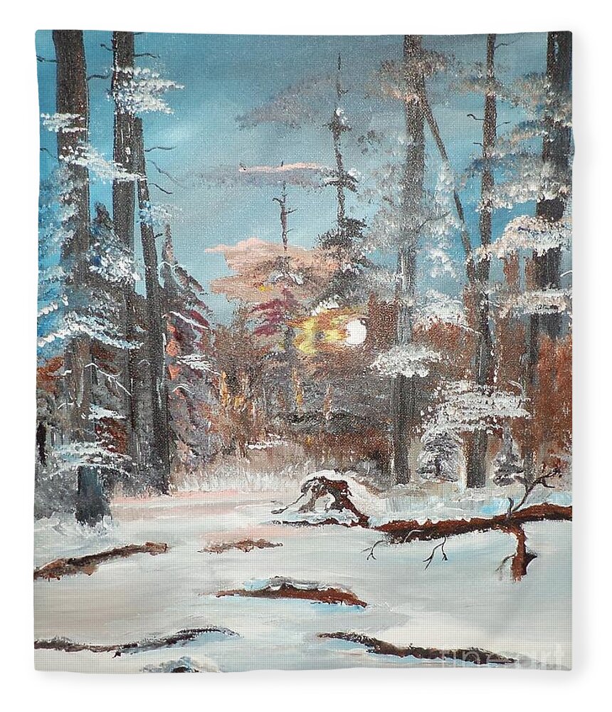 Landscape. Donnsart1 Fleece Blanket featuring the painting Morning Is Risen painting # 122 by Donald Northup