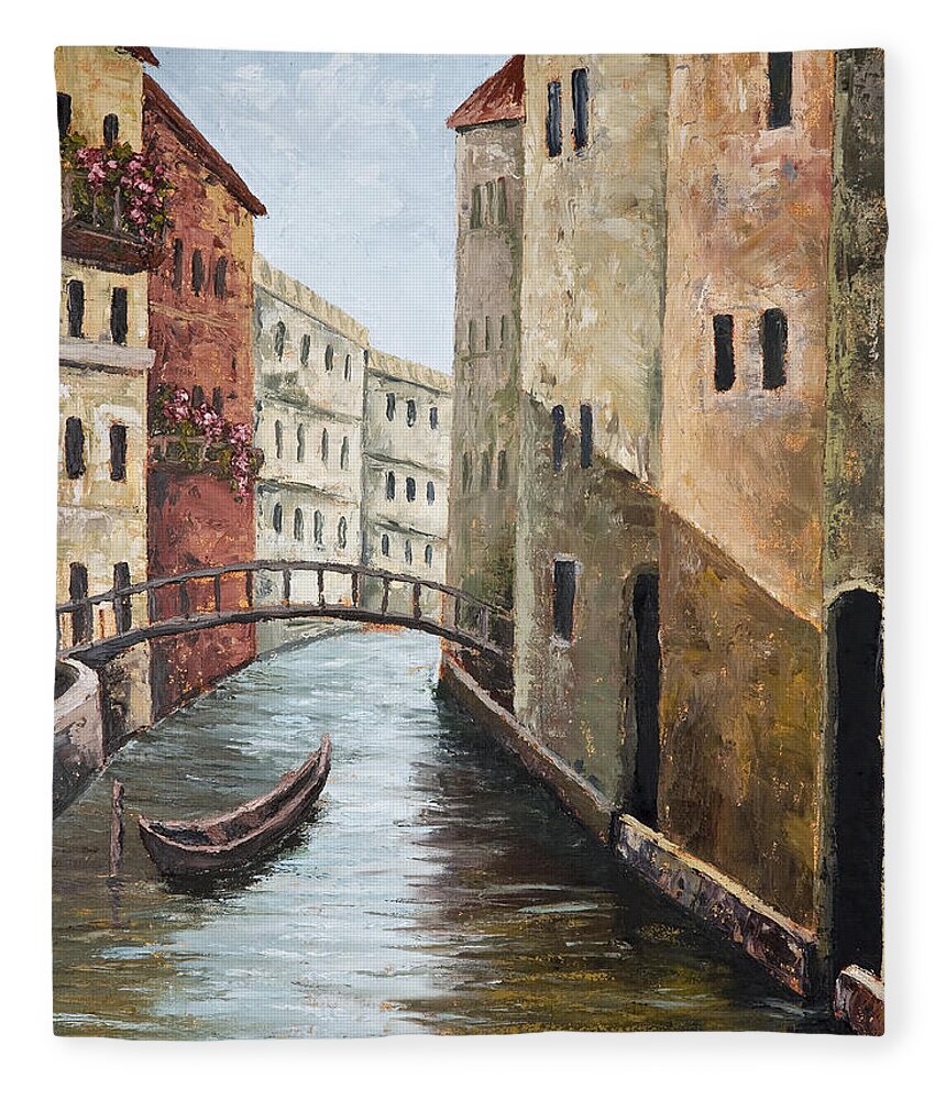 Venice Fleece Blanket featuring the painting Morning Shadows by Darice Machel McGuire