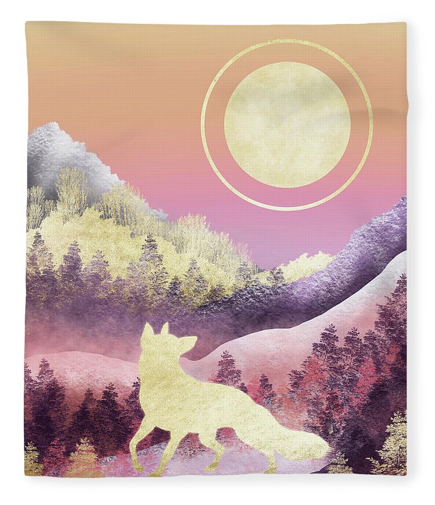 Fox Fleece Blanket featuring the painting Morning Walks by Rachel Emmett