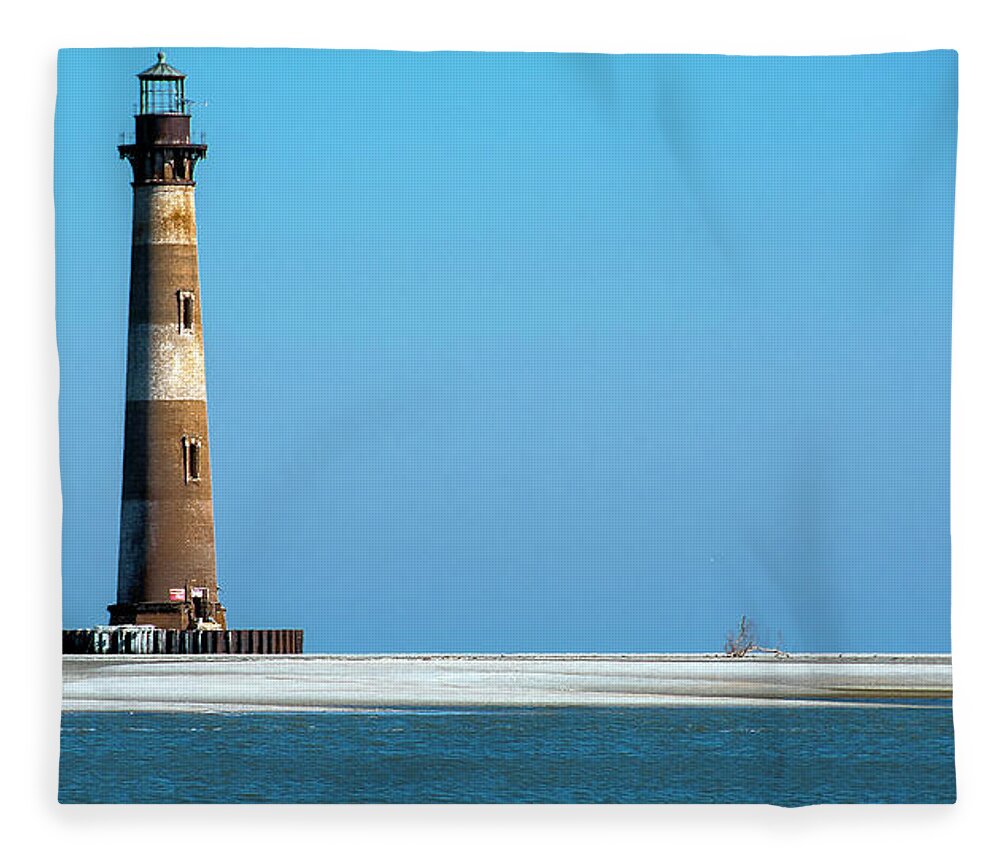 Morris Island Fleece Blanket featuring the photograph Morris Island Lighthouse 3 by WAZgriffin Digital