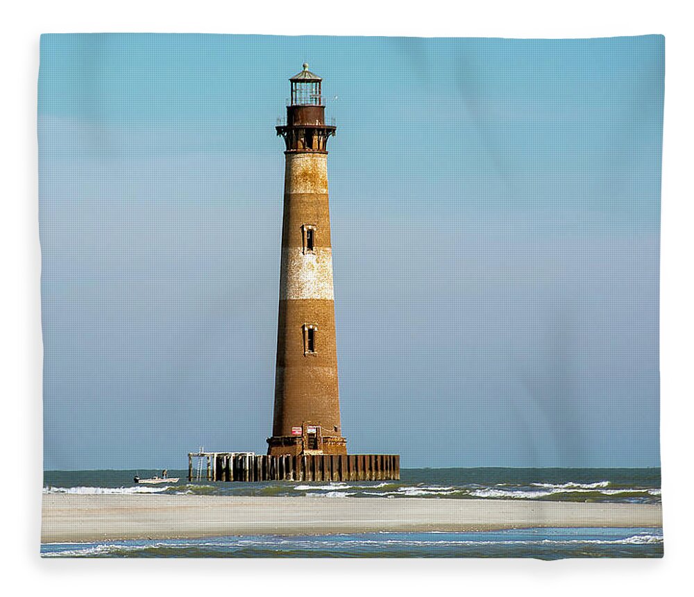 Morris Island Fleece Blanket featuring the photograph Morris Island Lighthouse 4 by WAZgriffin Digital