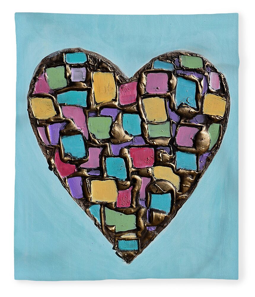 Heart Fleece Blanket featuring the painting Mosaic Heart by Amanda Dagg