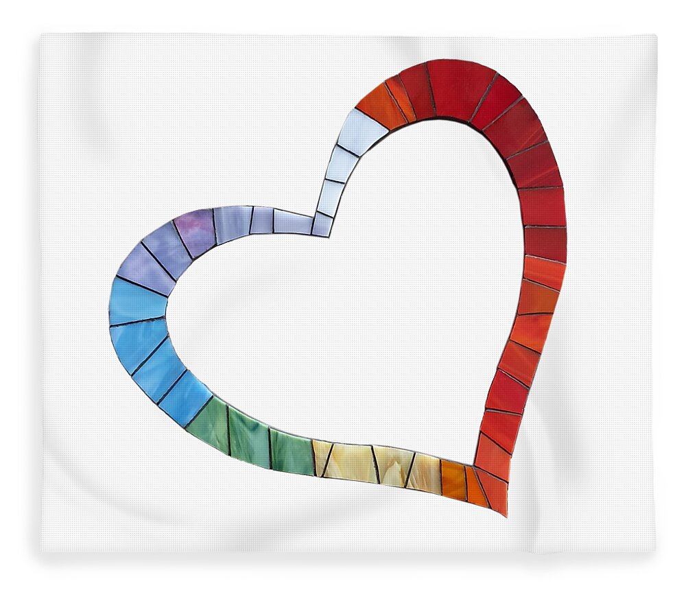 Heart Fleece Blanket featuring the glass art Mosaic Heart In Rainbow Colors by Adriana Zoon